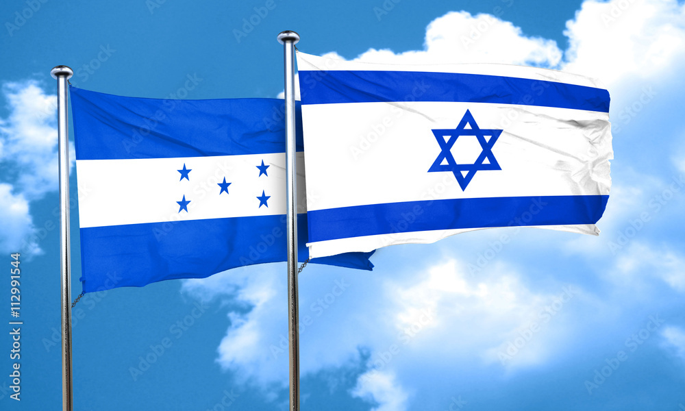 Honduras flag with Israel flag, 3D rendering Honduras flag with Israel flag, 3D rendering