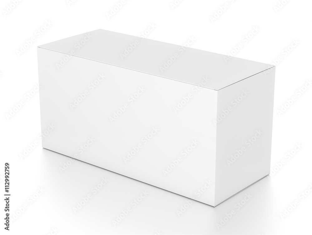 White wide horizontal rectangle blank box from top side angle. White wide horizontal rectangle blank box from top side angle.