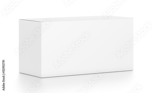 White wide horizontal rectangle box from top front side angle.