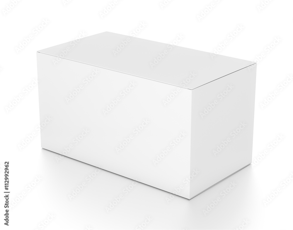 White wide horizontal rectangle blank box from top side angle. White wide horizontal rectangle blank box from top side angle.