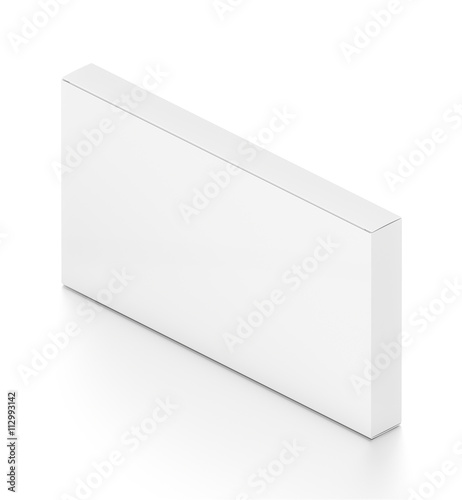 White wide thin horizontal rectangle blank box from isometric an