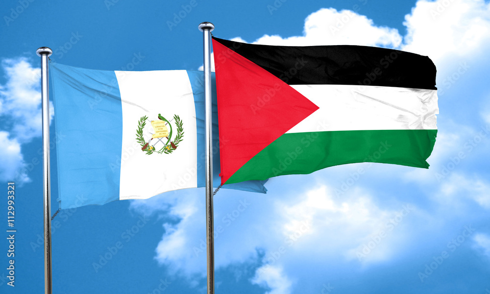 guatemala flag with Palestine flag, 3D rendering guatemala flag with Palestine flag, 3D rendering