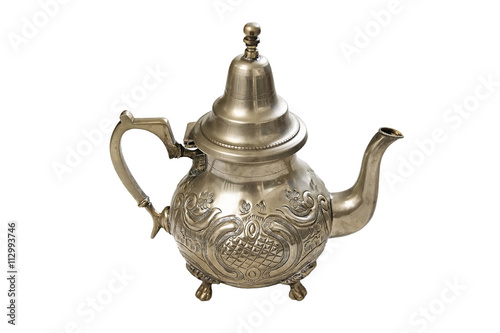 Moroccan Silver Teapot isolated on a white background