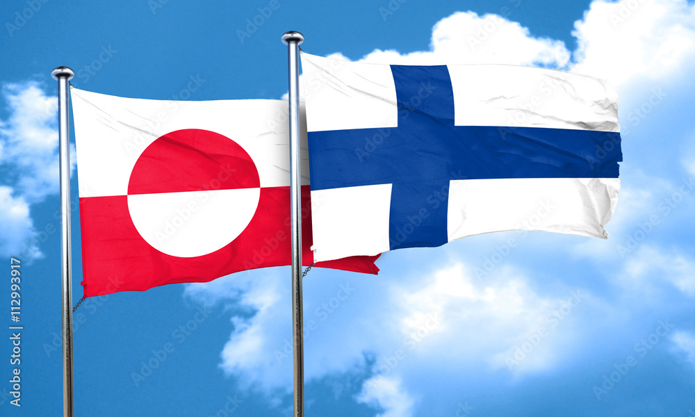greenland flag with Finland flag, 3D rendering