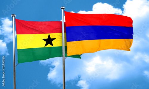 Ghana flag with Armenia flag  3D rendering