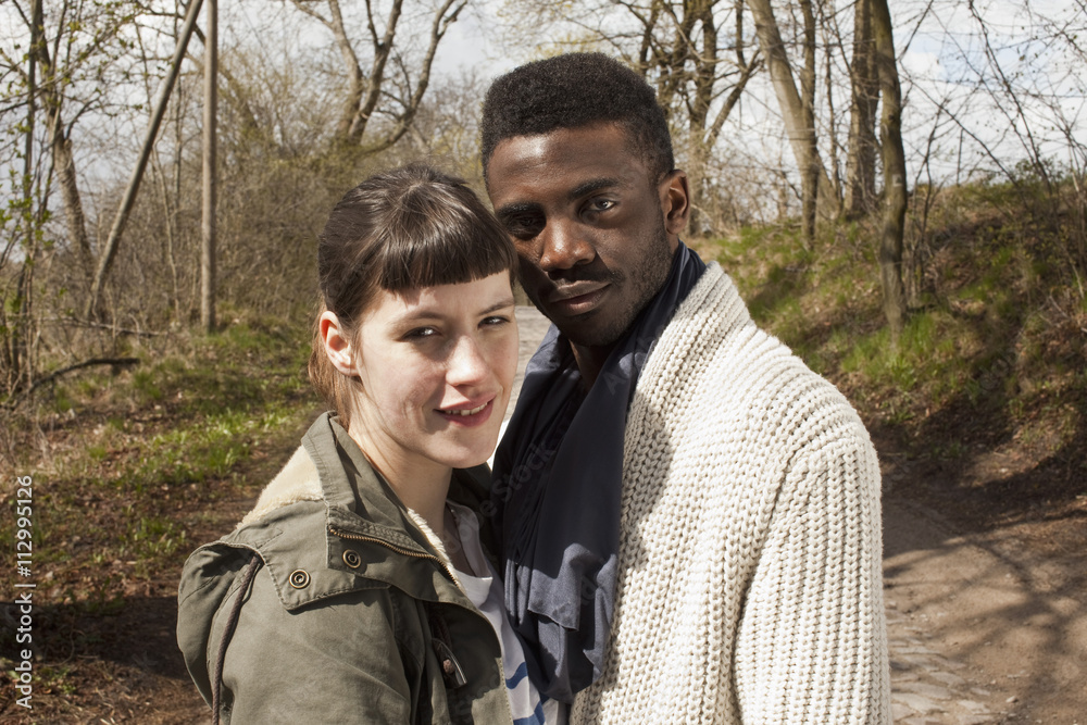 Portrait of a young couple in nature Portrait of a young couple in nature