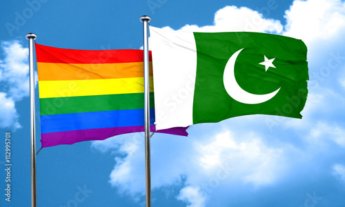 Gay Pride Flag With Pakistan Flag 3d Rendering Stock Illustration Adobe Stock