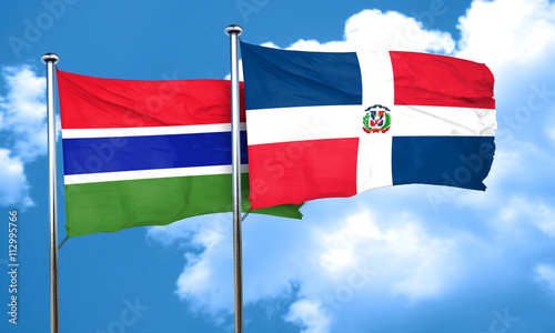 Gambia flag with Dominican Republic flag, 3D rendering