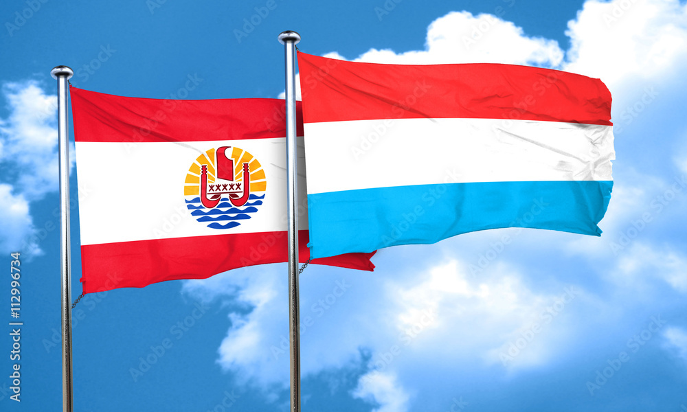 french polynesia flag with Luxembourg flag, 3D rendering french polynesia flag with Luxembourg flag, 3D rendering