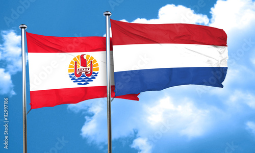 Free Download french polynesia flag with Netherlands flag, 3D rendering - GFXLoad