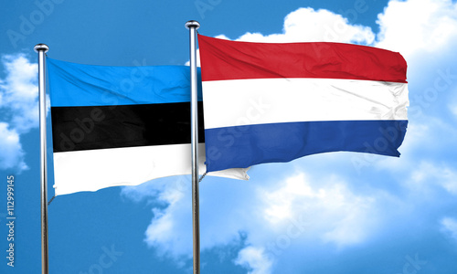 estonia flag with Netherlands flag, 3D rendering