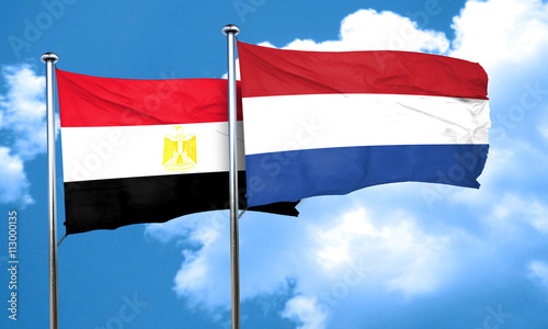 Egypt flag with Netherlands flag, 3D rendering