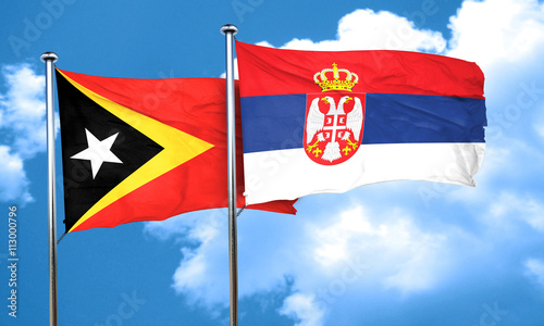east timor flag with Serbia flag, 3D rendering
