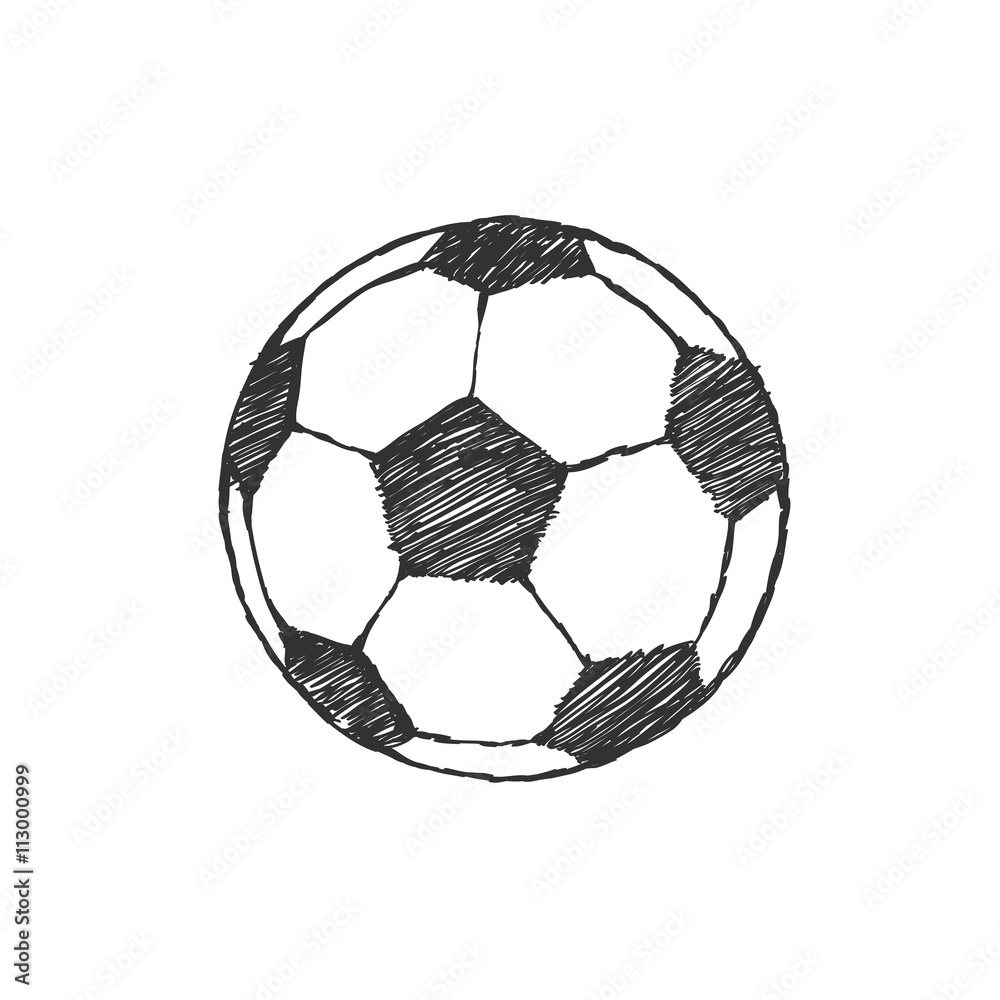 Fototapeta premium Football icon sketch. Soccer ball hand-drawn in doodles style