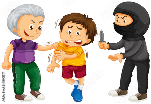 Thief threatening boy for money