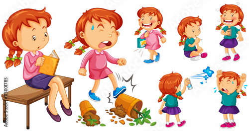 Girl doing different activities