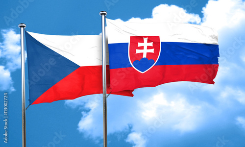Obraz na plátně czechoslovakia flag with Slovakia flag, 3D rendering