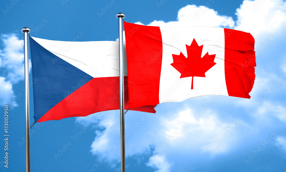 czechoslovakia flag with Canada flag, 3D rendering