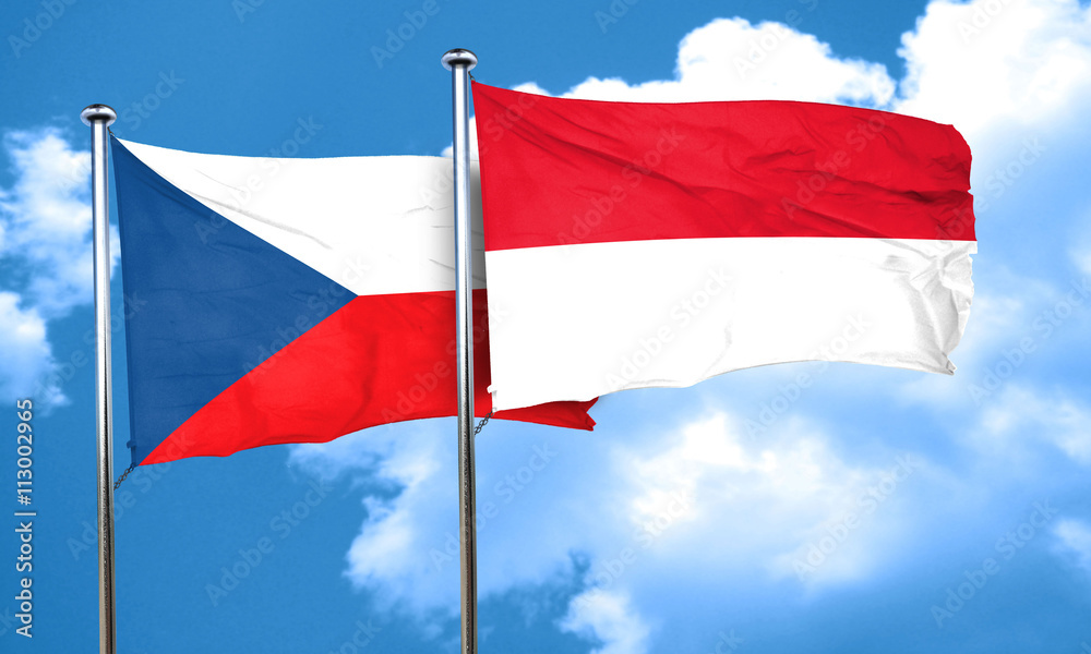 czechoslovakia flag with Indonesia flag, 3D rendering czechoslovakia flag with Indonesia flag, 3D rendering