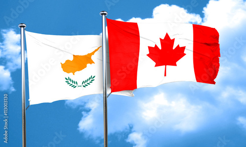 Cyprus flag with Canada flag, 3D rendering