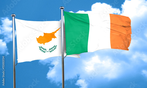Cyprus flag with Ireland flag, 3D rendering