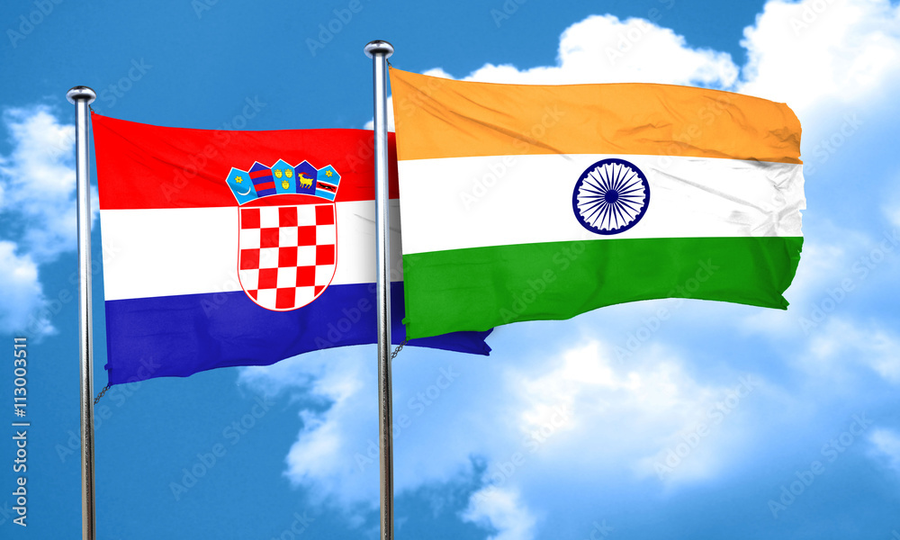 croatia flag with India flag, 3D rendering croatia flag with India flag, 3D rendering