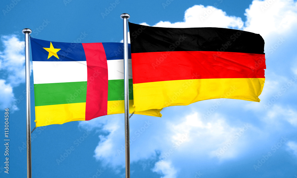 Central african republic flag with Germany flag, 3D rendering Central african republic flag with Germany flag, 3D rendering