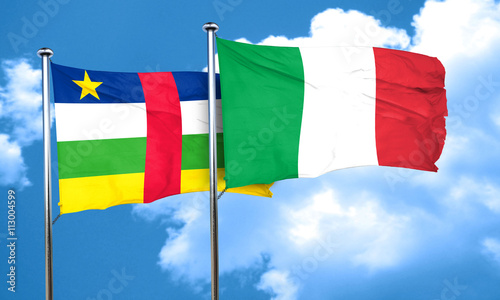 Central african republic flag with Italy flag, 3D rendering