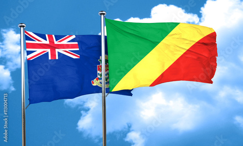 cayman islands flag with congo flag  3D rendering
