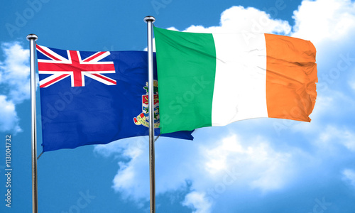 cayman islands flag with Ireland flag, 3D rendering photo