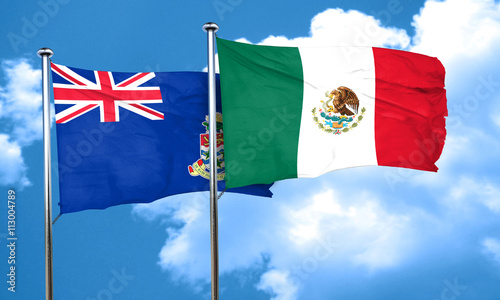 cayman islands flag with Mexico flag, 3D rendering photo