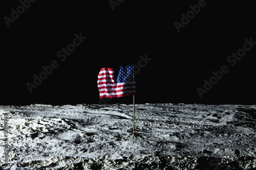 An American flag on the moon photo