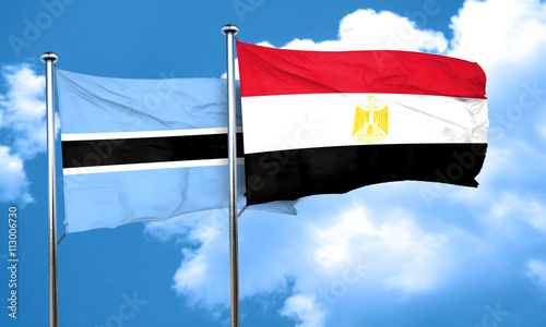 Botswana flag with egypt flag, 3D rendering