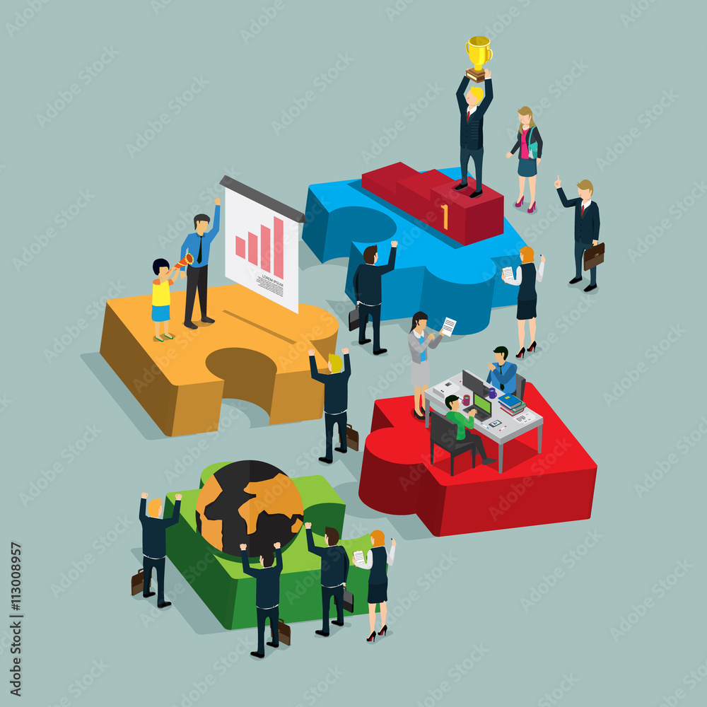 Obraz premium step of success business info graphic with isometric concept