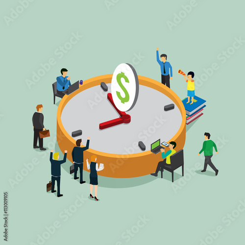 time is money in business work with isometric concept
