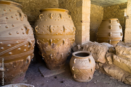 The magazines for food and wine for the minoan royal court at the palace of Knossos, island of Crete, Greece