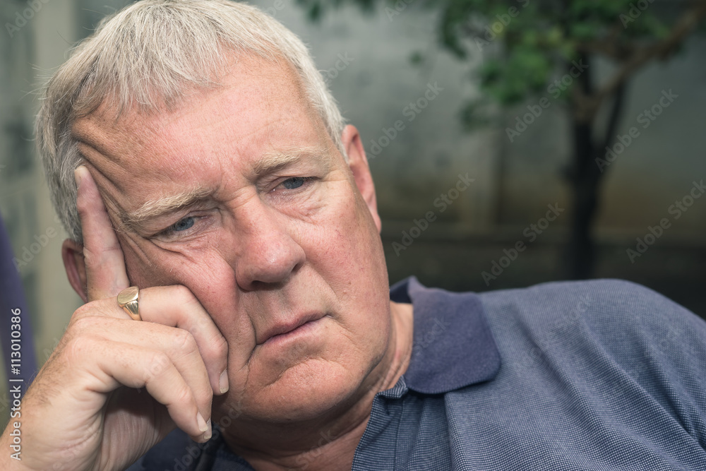 Older depressed man, selective focus, Older depressed man, selective focus,