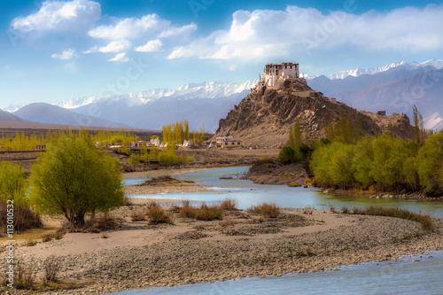 Stakna monastery  with view of Himalayan mountains in Leh-Ladakh photo