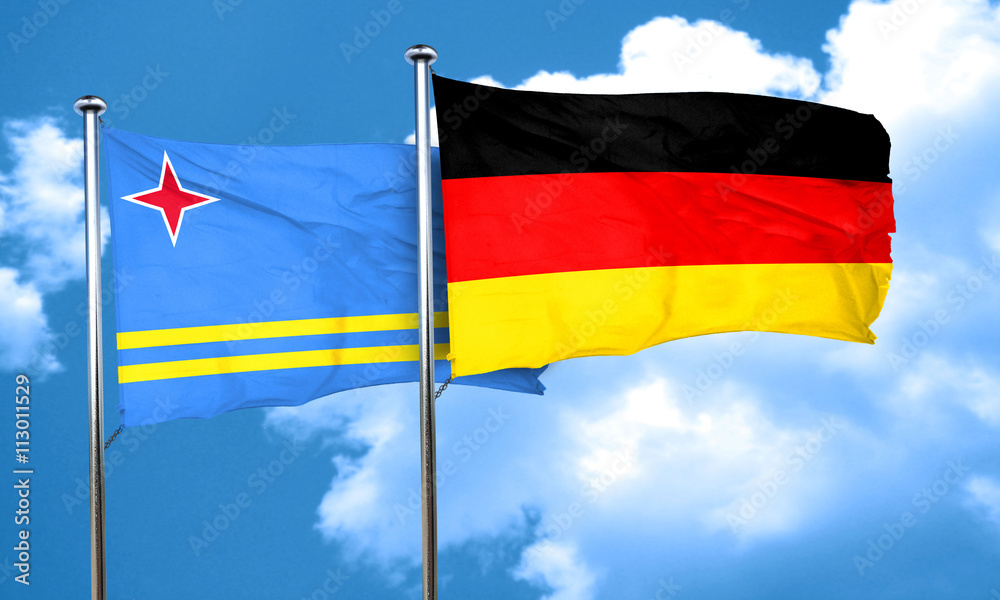 aruba flag with Germany flag, 3D rendering aruba flag with Germany flag, 3D rendering