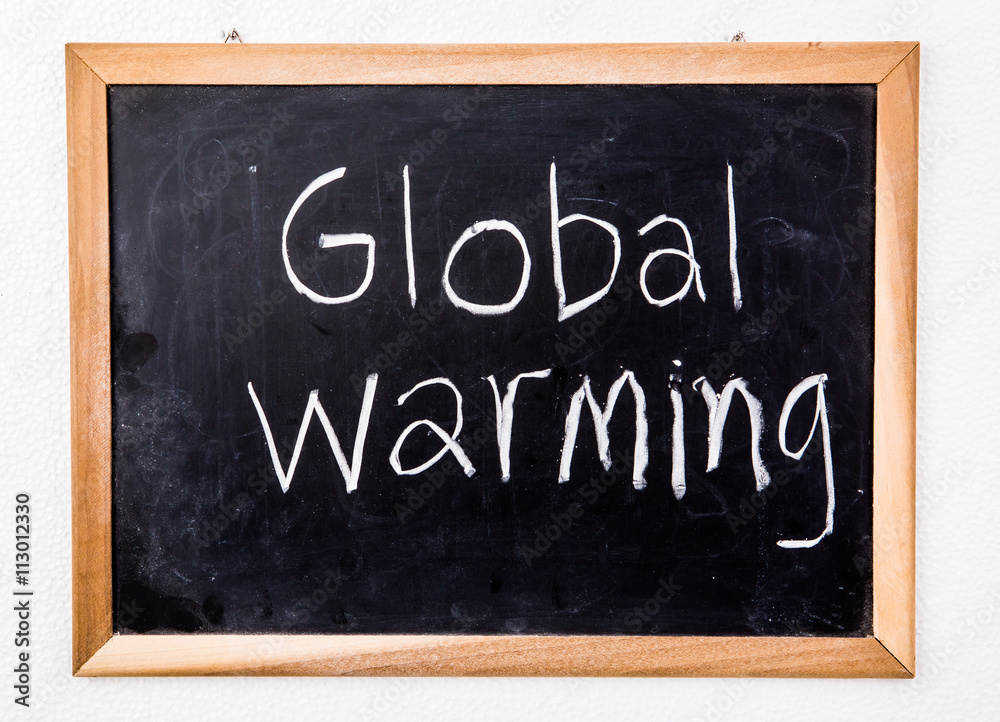 global warming word on blackboard