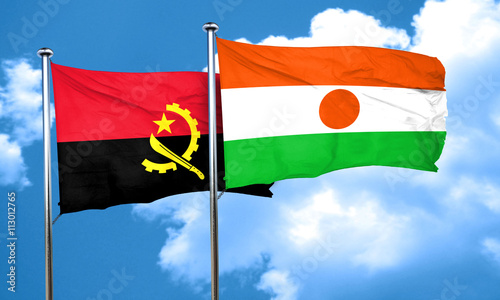 Angola flag with Niger flag, 3D rendering photo