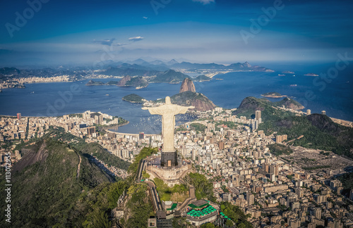 Aerial panorama of Botafogo Bay and Sugar Loaf Mountain, Rio De Janeiro