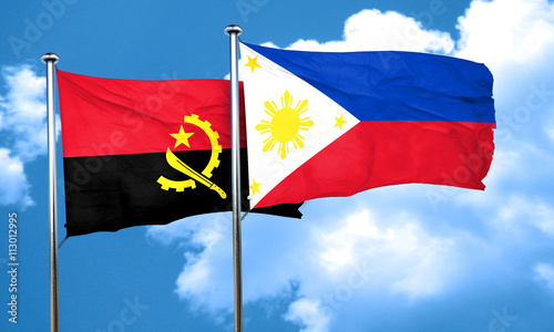 Angola flag with Philippines flag, 3D rendering photo