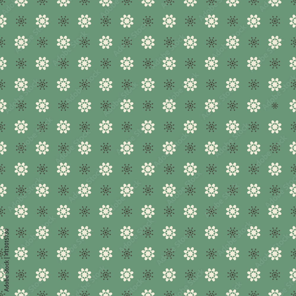 Clean Simple White Graphic Seamless Pattern On Green Background. Clean Simple White Graphic Seamless Pattern On Green Background.