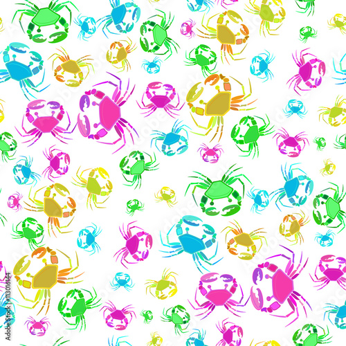 Fototapeta Naklejka Na Ścianę i Meble -  Colorful vector seamless pattern with crabs. Vector multicolor Illustration