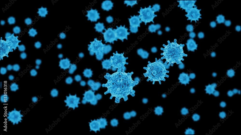 3d blue germs looping animation with alpha mask 3d blue germs looping animation with alpha mask