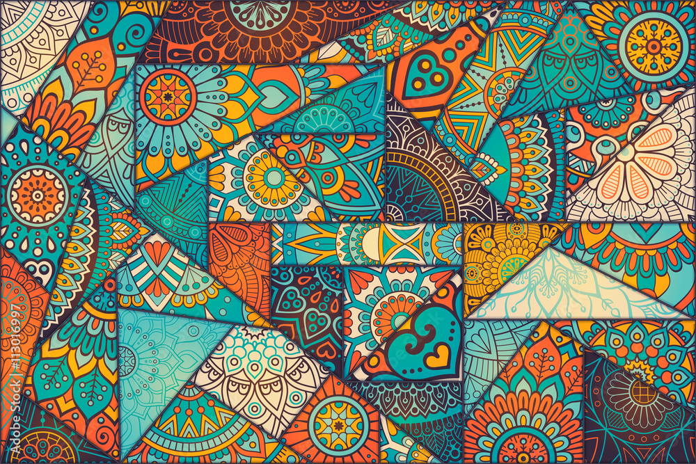 Fototapeta premium Ethnic floral seamless pattern