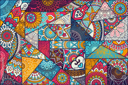 Ethnic floral seamless pattern