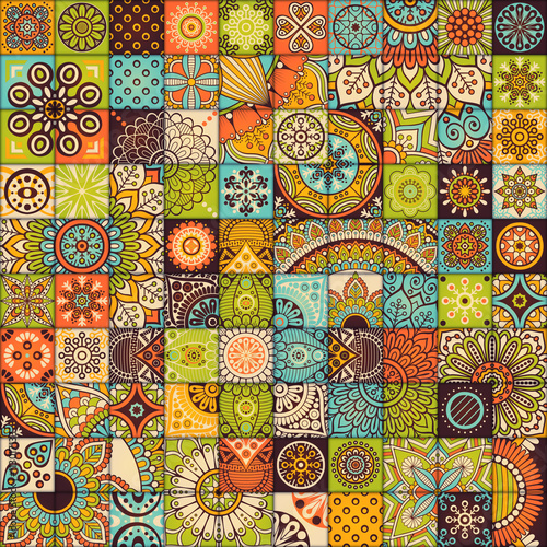 Ethnic floral seamless pattern