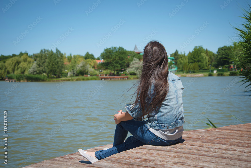 Beauty woman relax on pier